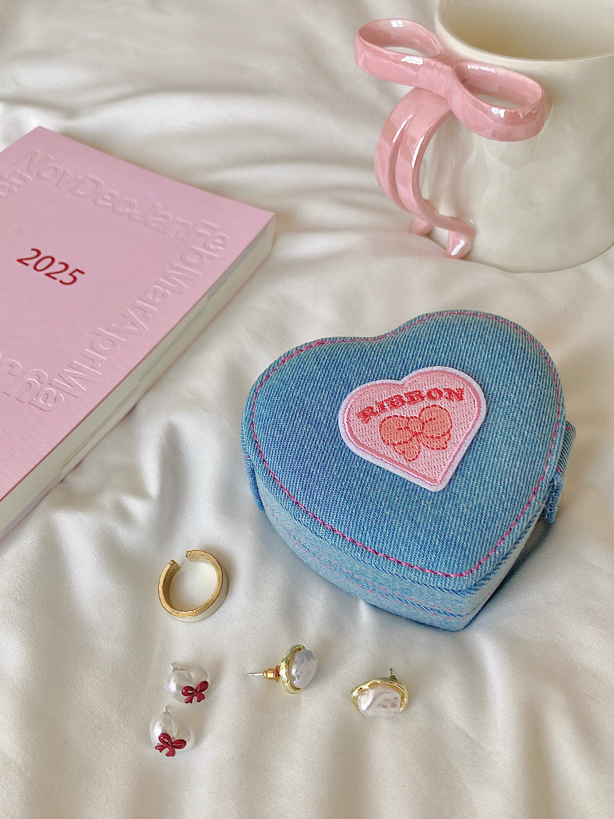 Denim Heart Jewelry Case