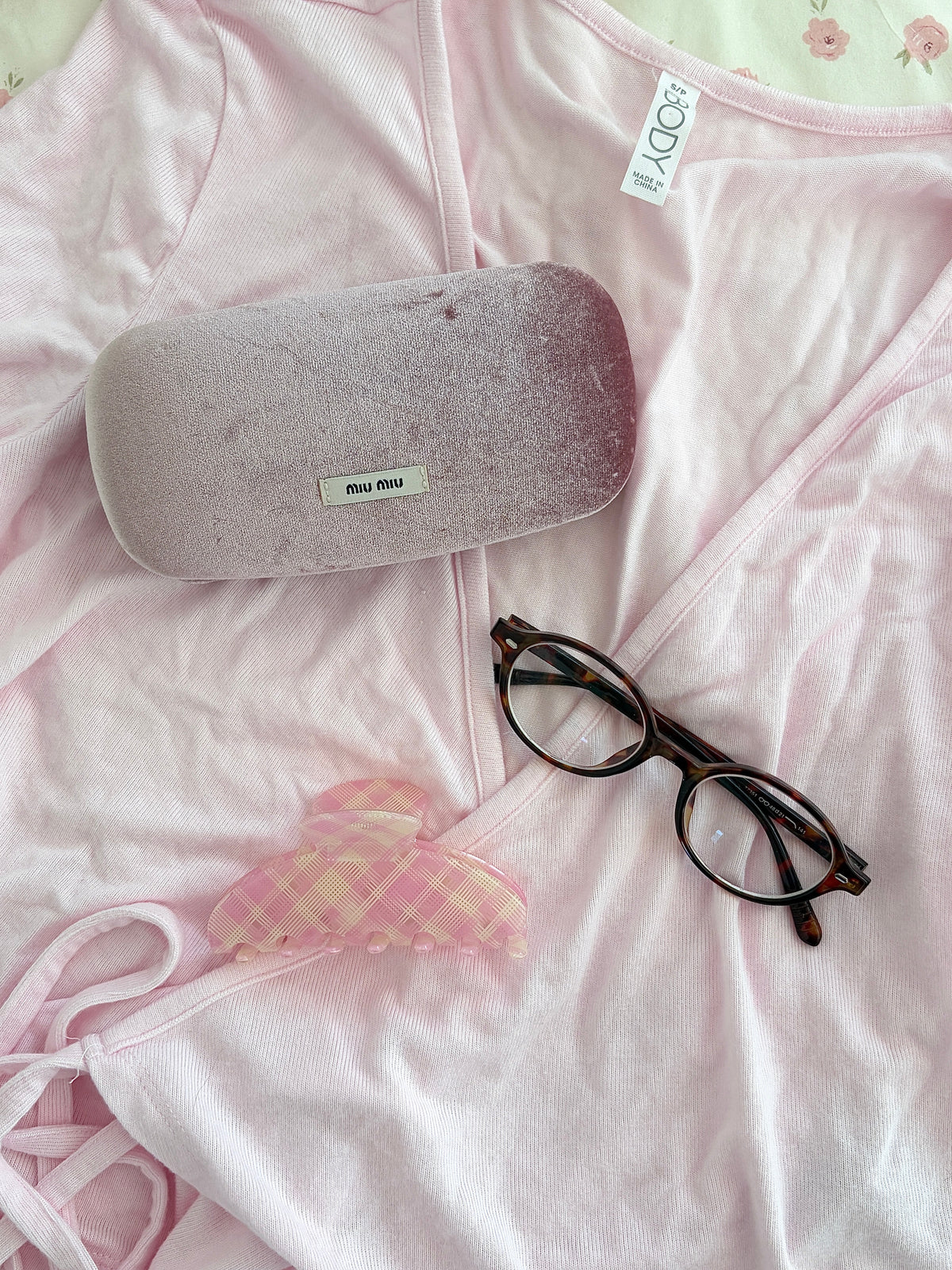 Pink Gingham Hair Claw Clip
